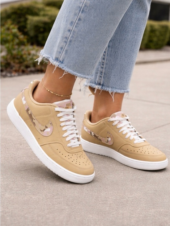 Nike Shoes - Nike Court Vision Low Beige Camo Swoosh Women’s 8.5 Sneakers